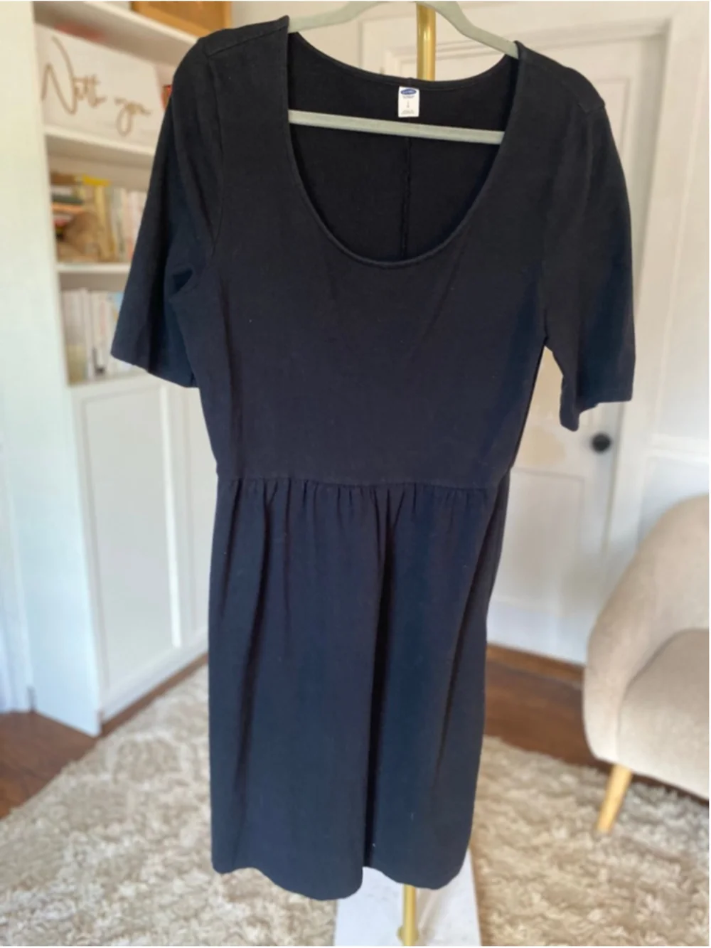 Old Navy Babydoll Mini Dress Black Minimalist Quiet Luxury Coastal Chic Parisian